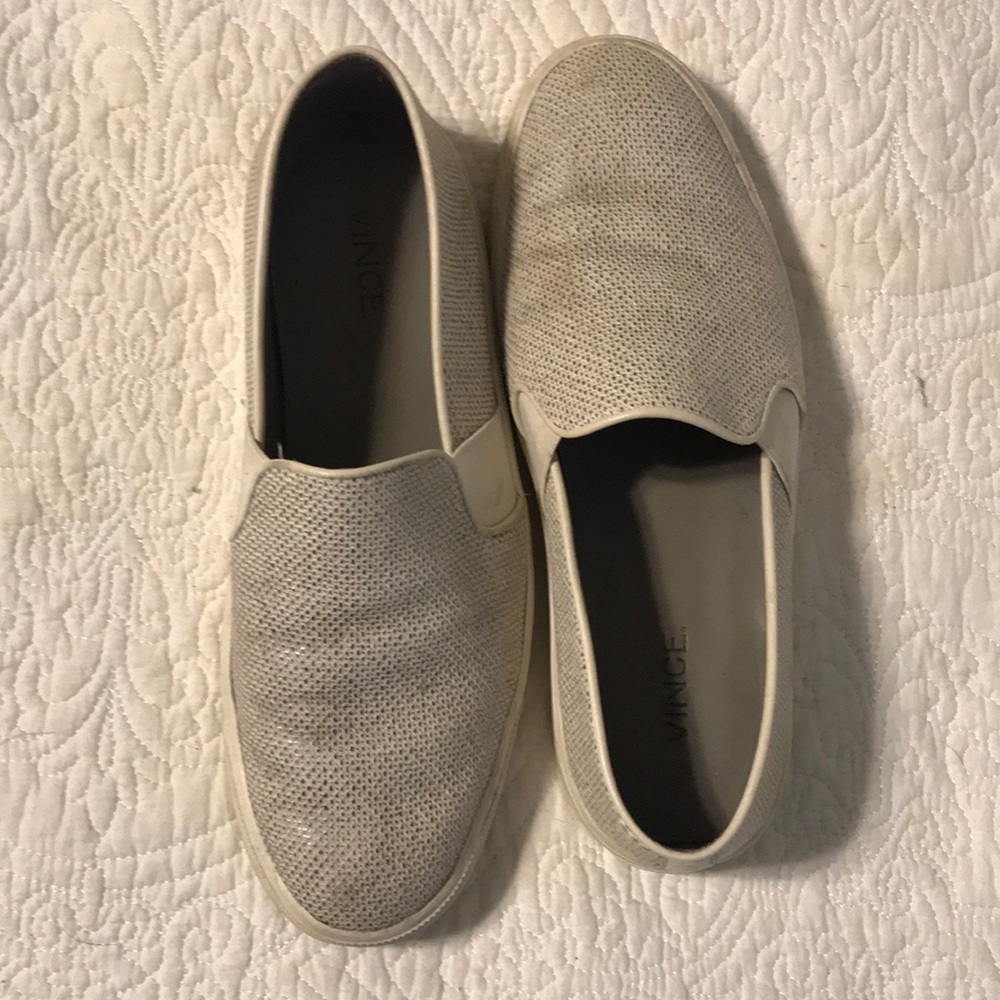 VINCE. White/silver sneakers